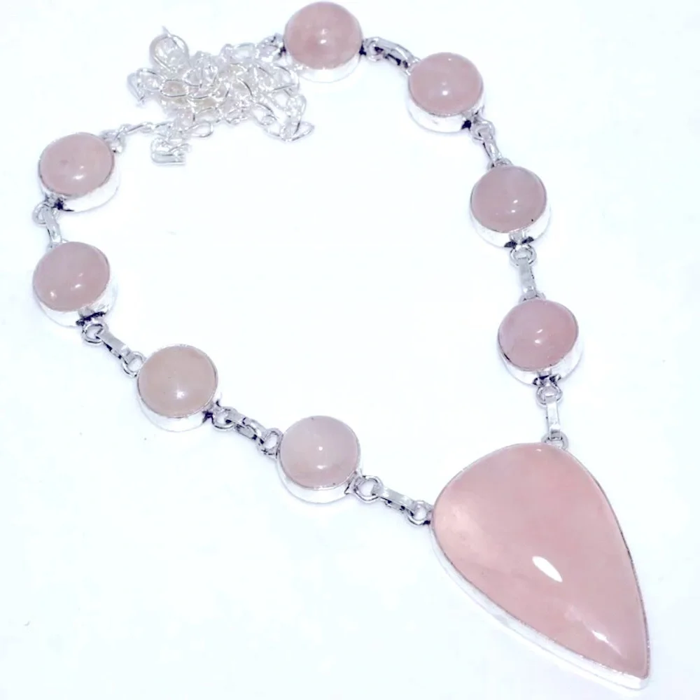 Sterling silver rose quartz necklace - Picture 1 of 2